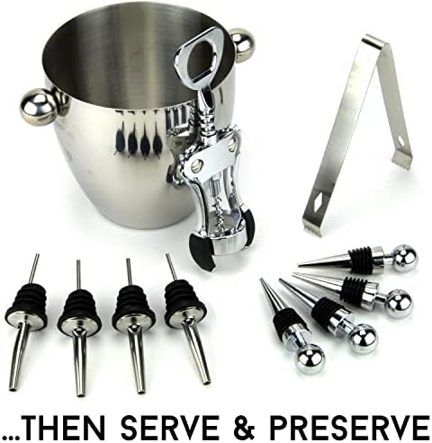 Home Bartender Kit, 16-piece Bar Set - Cocktail Mixing Tools and Martini Drink Shaker Set - Stainless-Steel Barware + Bar Cart Accessories – 24 oz. Shaker, Jigger, Corkscrew, Muddler Strainer + More