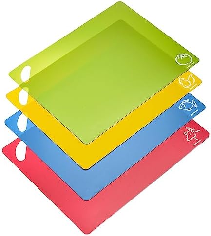Westmark Practico Cutting Mats - Set of 4 Cutting Boards, Meat, Fish, Vegetables and Poultry, Cutting Mat Dishwasher Safe - Plastic, Set of 4