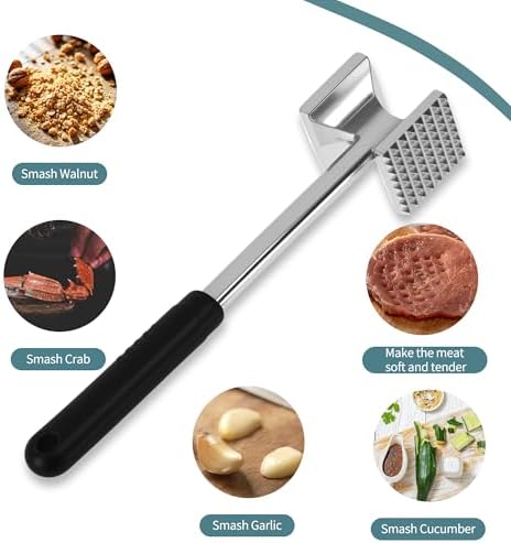 VOCOSTE Meat Tenderizer Mallet, Aluminum Alloy Kitchen Double-sided Meat Pounder Flattened, Meat Mallet Hammer, Steak Chicken Beef Tenderizer Tool