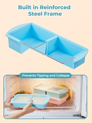Silicone Freezer Tray with Lid for Soup Ice Cubes, 2Cup Large Ice Cube Tray