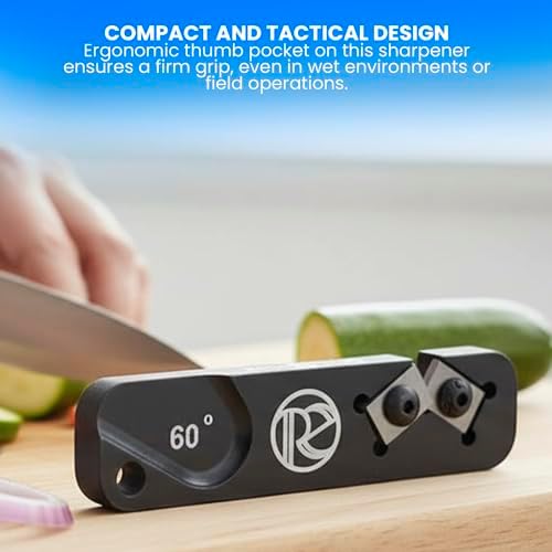 Redi-Edge Portable Knife Sharpener - Pocket knife Sharpener with Duromite Sharpening Element - Honing Rod at 60° for Kitchen, Home & Hunting - Compact Travel Knife Honing Rod