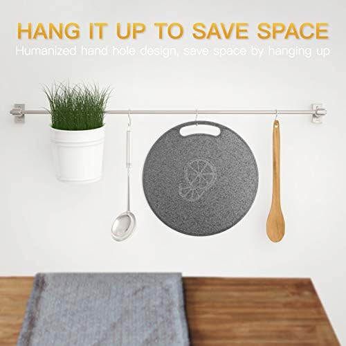 ABOOFAN Plastic Round Cutting Board, 12inch Non-Slip Chopping Board with Hanging Hole, Food Safe Cutting Block for Fruit, Meat, Veggies, Pizza, Dishwasher Safe