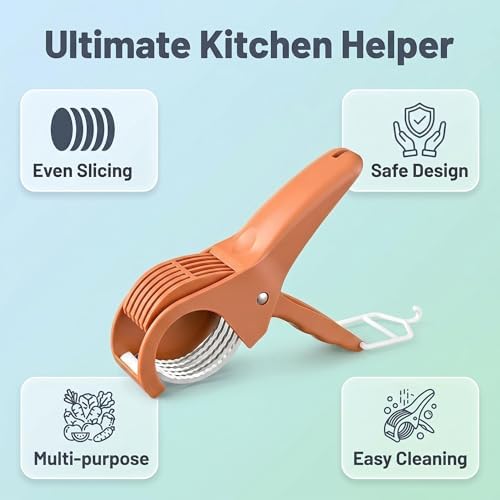 Multifunctional Fruit and Vegetable Slicer with Stainless Steel Blades, Press & Cut, for Cucumber, Carrot, Banana, Sausage, 2 Pack