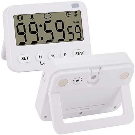Stonylab 2pk Digital Timer Clock, 2 Pack Premium Multi-Function Digital Clock Countdown Timer Kitchen Event Timer with Alarm, Magnetic Back Big Digits Display Vibration/Flashlight/Sound Alarm