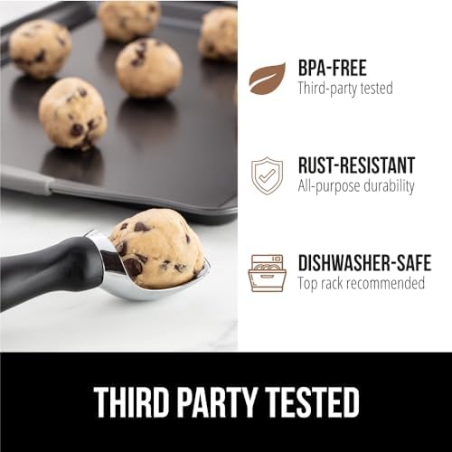 GORILLA GRIP® Heavy Duty Ice Cream Scoop, Professional Scooper, Black