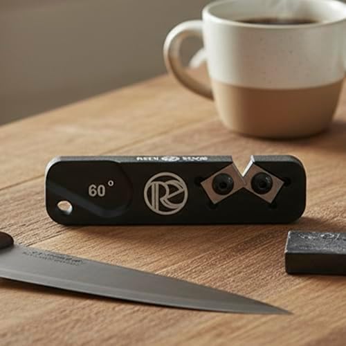 Redi-Edge Portable Knife Sharpener - Pocket knife Sharpener with Duromite Sharpening Element - Honing Rod at 60° for Kitchen, Home & Hunting - Compact Travel Knife Honing Rod