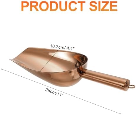 uxcell Metal Ice Scoop, 11" x 4.1"Stainless Steel Ice Scooper for Kitchen Party Bar Wedding Use, Rose Gold