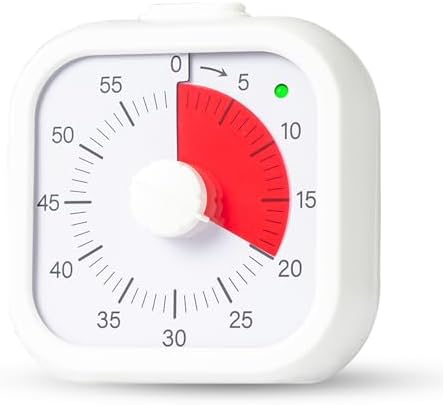 Visual Timer for Kids 60 Minute Countdown Timer Silent Operation for Classroom Study Office Kitchen Kids Timer Teaching (White)