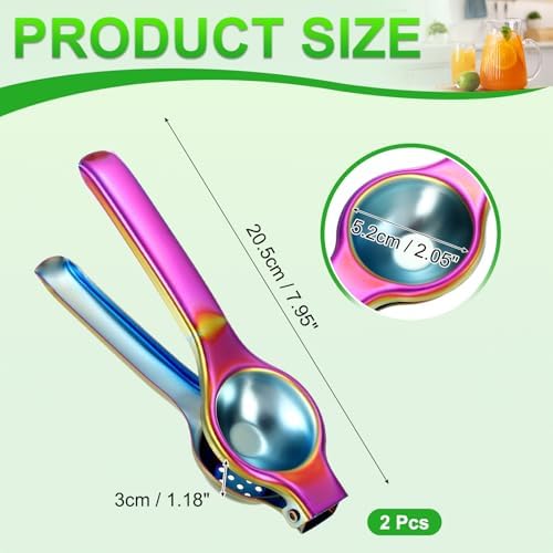 uxcell 2Pcs Metal Lemon Squeezer, Stainless Steel Citrus Fruit Juicer Handheld Lemon Juicer Squeezer Manual Press Professional Hand Kitchen Tool for Lemon Citrus Juicing, Colorful