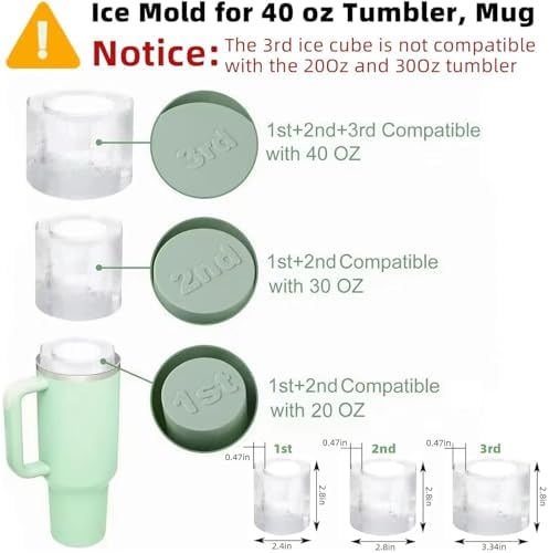 Tcamp Ice Mold for Stanley Cup 30-40 oz Tumbler Cup Ice Mold