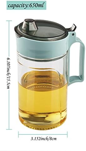 TENTA KITCHEN Olive Oil Vinegar Syrups Bottle Dispenser Cruet - 650ml(22Oz) Oil Bottle Glass With No Drip Plastic Bottle Spout And Protective Cap(Green 1PC)