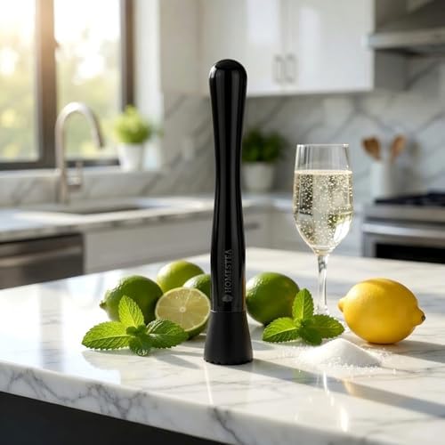 Homestia 10'' Muddler for Cocktails, Cocktail Muddler for Lemonade, Black