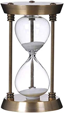 60 Minute Metal Hourglass Decorative White Sand Timer, Bronze
