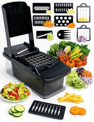 Vegetable Chopper 14 in 1 with Stainless Steel Blades – Multifunctional Onion Chopper, Mandoline Slicer, Food Dicer, Kitchen Cutter Set and must have Kitchen appliances and tools