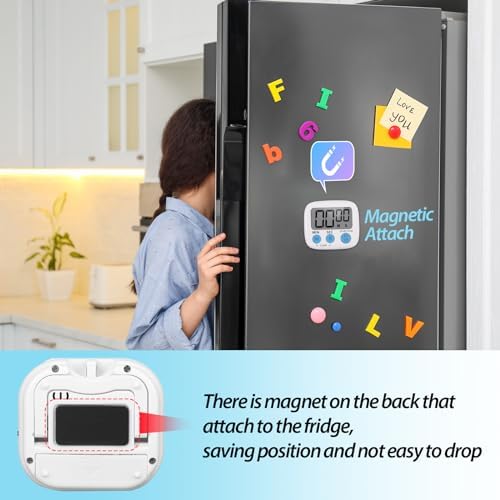 Weewooday 24 Pcs Digital Kitchen Timer Magnetic LCD Alarm, Black, White