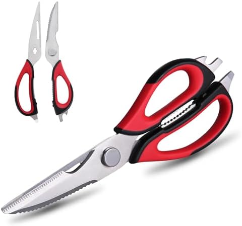 Come Apart Kitchen Scissors for Food, All Purpose Kitchen Shears (Red)