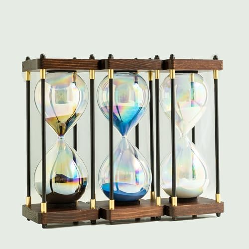 Rainbow Hourglass Timer,60 Minutes Sand Timers,Hour Glass with Sand Timer for Gift,Hourglass Decor for Home, Desk,Office, Wedding Decor (Black)