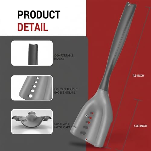 2-in-1 Mincing Spatula Meat Chopper & Potato Masher, Premium Heat Resistant Ground Beef Smasher Hamburger Grinder with Perforated Design, Silicone Non-Stick for Cooking - Black