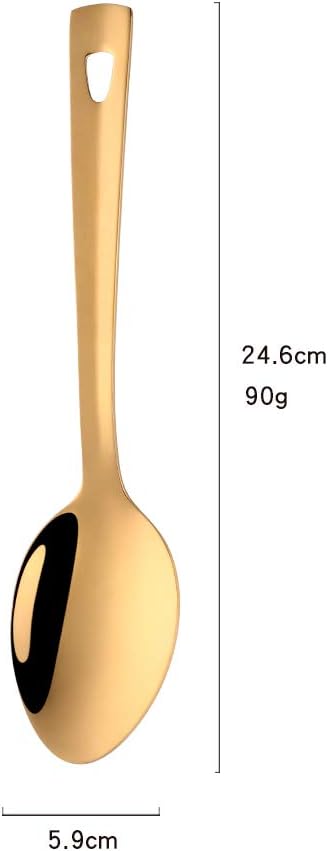 6 Pcs Gold Small Serving Spoon, Stainless Steel Titanium Plated Serving Spoons Set Mirror Finish for Elegant Buffet Banquet Party Holiday Dinner serving, Dishwasher Safe(9.7 inches/24.6cm)