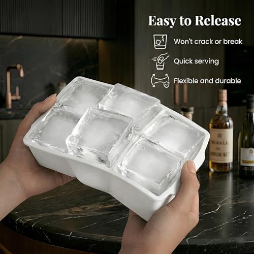 KitchFort® Large Silicone Ice Cube Tray (2-Pack) - 2" Big Ice Mold with Lid