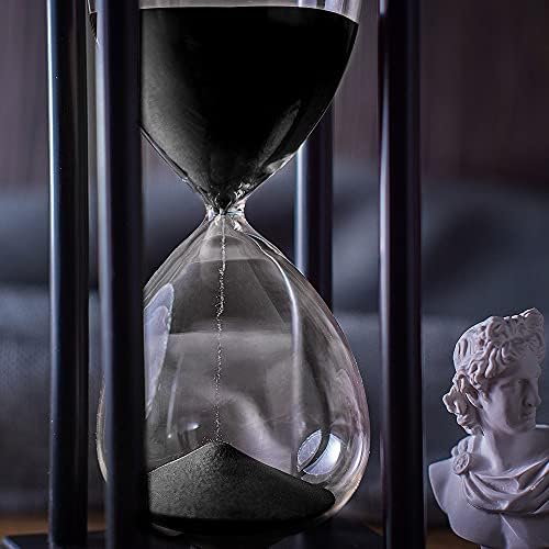 BELLAWARE Hourglass Timer with Black Sand, 45 Minute Wooden Sand Timer