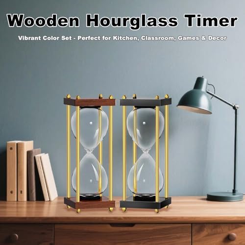Empty Hourglass Fillable, Wooden Frame DIY Sand Timer, Unity Sand Hourglass for Wedding Ceremony Set, Without Sand Antique Hour Glass Sandglass for Desk Home Office