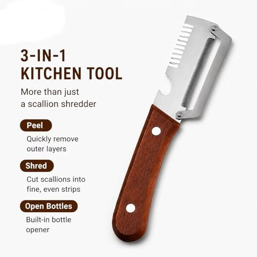 2-in-1 Vegetable Peeler & Julienne Shredder, Stainless Steel Wooden Handle