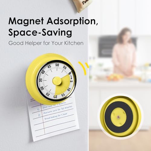 Visual Timer Teeloray 60-Minute Countdown Timer with Magnetic Base (Yellow)
