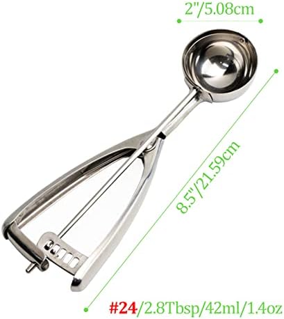 Medium Cookie Scoop for Baking, 2.8 Tablespoons/ 42 ml/ 1.4 oz Ball Cookie Dough Scoop - Spring-Loaded Ice Cream Scoop 18/8 Stainless Steel Secondary Polishing - (#24-1 9/10 In)