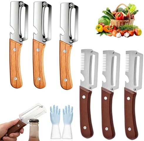 Multi-functional Vegetable Peeler for Kitchen, julienne peeler stainless steels, Multi Function Peeler Knife Set, Serrated Peeling Knife Peeler (6pcs)
