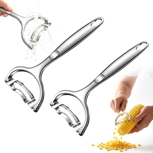 Corn Peeler off the Cob,Stainless Steel Corn on the Cob Stripper Tool,Corn Peeler for Corn on the Cob, Corn Kernel Remover for Sweet Corn Cutter, Corn Remover Kitchen Tools (2)