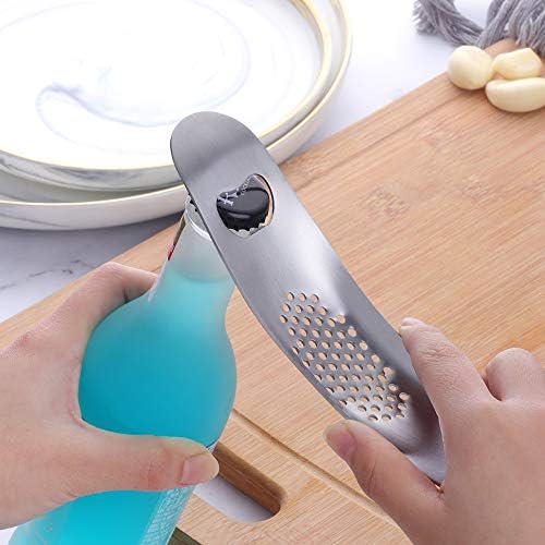 Stainless Steel Garlic Press Mincer,Kitchen Gadget with Handle,Easy Use &Clean, Dishwasher Safe,for Nuts & Seeds (silver)