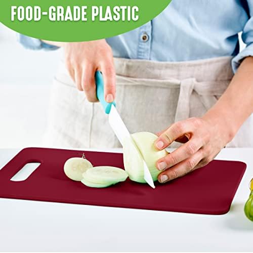 GreenLife Cutting Board Set 8x12" & 10x14", Extra Durable, Meal Prep, Non-Slip, Grip Handles, Crack Resistant, Dishwasher Safe, Reversible, Versatile Kitchen Essentials, Red