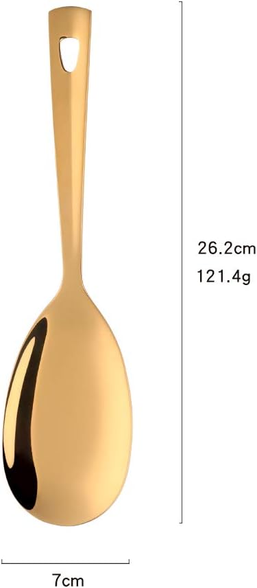 6 Pcs Gold Salad Spoon, Stainless Steel Titanium Plated Salad Servers Set Heavy Duty Mirror Polished Modern Spoons for Home, Kitchen and Restaurant(10.3 inches/26.2cm)