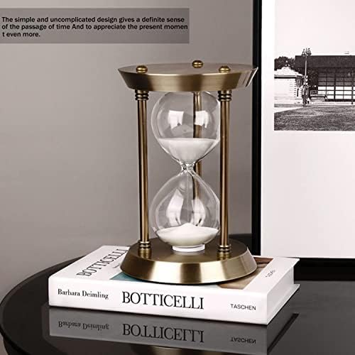 Sand Timer 15 Minutes,Hour Glass,Metal Vintage Hourglass,Hourglass Decor,for Home Decoration Office Desk Wedding Party Decor Kitchen Timer (White Sand)
