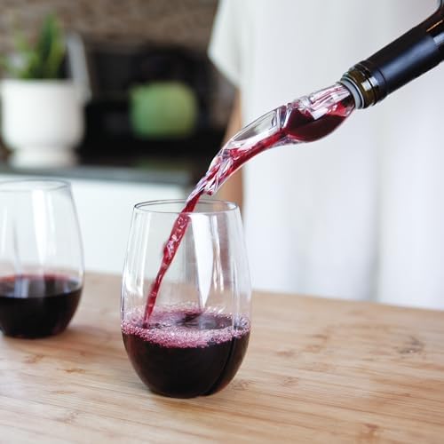 HOST TILT Wine Aerator Pour Spout, Wine Bottle Spout Pourer, Wine Pourer Aerator with Stand, Silicone and Plastic, Gray Set of 1