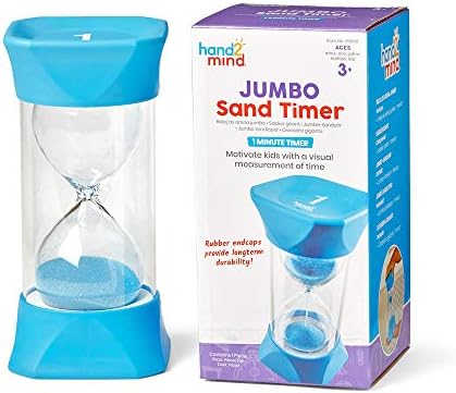 hand2mind Jumbo 1 Minute Sand Timer, Large Hourglass, Sand Clock for Kids, Quiet Timer for Classroom, Toddler Visual Countdown, Game and Calm Down Corner Supplies (Set of 1)