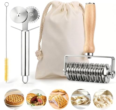 Stainless Steel Pastry Lattice Roller Cutter Pastry Cutter Double Wheel Kit
