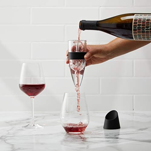 Houdini Red Wine Aerator with Base, 6 inches, Black/Silver
