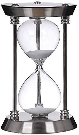 30 Minute Metal Hourglass Decorative White Sand Timer, Silver