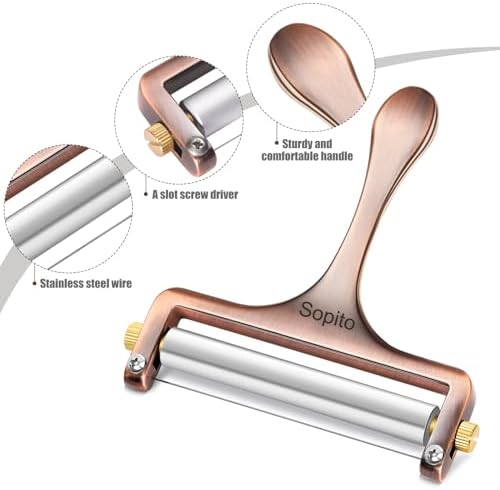 Sopito Stainless Steel Wire Cheese Slicer with 3 Extra Wires, Copper
