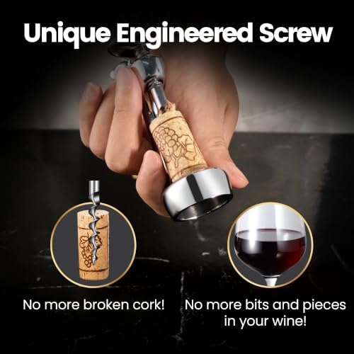 Gourmet Easy Deluxe Wine Opener, Manual Corkscrew, No Broken Bits Design