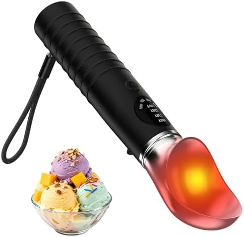 Electric Heated Ice Cream Scoop with Stainless Steel Head, 4 Temperature Settings Led Display, 90 Mins Runtime Type-c Charging for Home Kitchen, Ice Cream Shop, Dessert Making