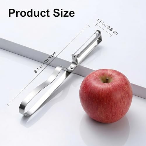 Stainless Steel Double-Headed Peeler - Professional Vegetable Fruit Peeler with Potato Eye Remover, Ergonomic Non-Slip Handle, Dishwasher Safe Kitchen Tool for Apples, Potatoes, Carrots