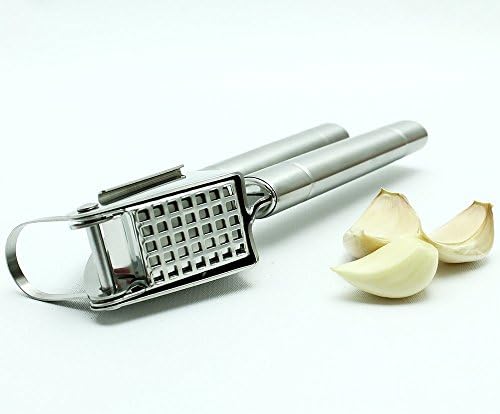 Premium Garlic Press with Hanging Hook & Cleaning Brush - Commercial Grade Stainless Steel (GP0001)
