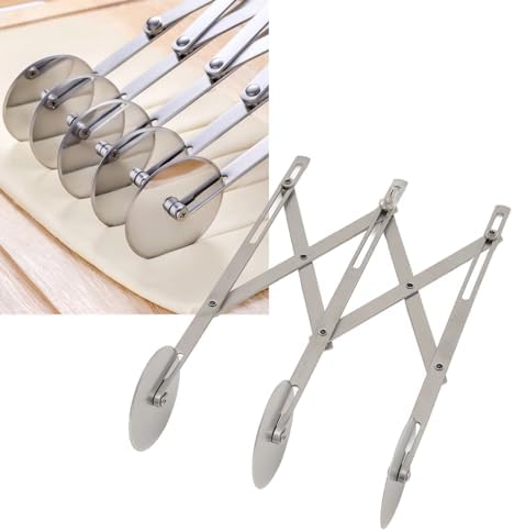 VGEBY Pizza Cutter, Stainless Steel 3 Wheel Pastry Cutter Roller Adjustable Multi Round Dough Cutter for Pastries, Dough, Pizzas