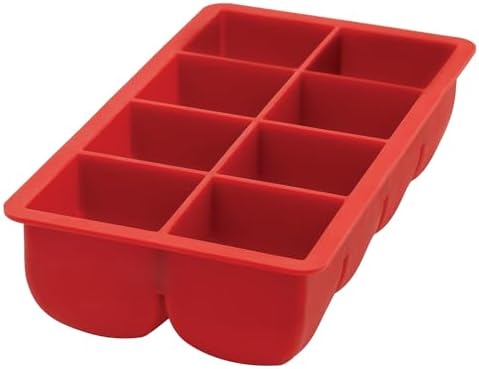 HIC Kitchen Big Block Silicone Ice Cube Tray, European-Grade, Non-Stick, Makes 8 Large Ice Cubes