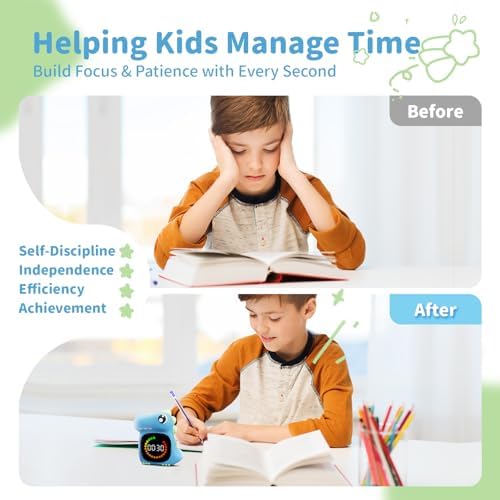 Visual Timer for Kids, Blue Dinosaur Digital Toddler Timer Visual Countdown