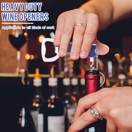 Ziliny 24 Pcs Wine Bottle Opener Keychains Bulk Corkscrew, Blue