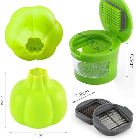 Manual Garlic Press Kitchen Large Garlic Peeler Garlic Muddler Household Garlic Pounder Garlic Press Garlic Peeler for Fine and Coarse Mince Garlic Press,Garlic Mincer, Garlic Crusher (SET F)